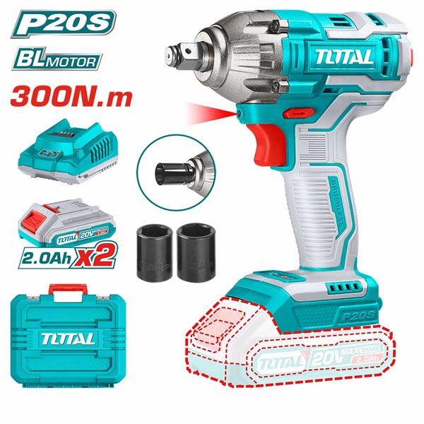  Máy vặn bu lông dùng pin 20V-300N.m Total TIWLI2038 