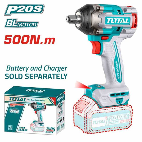  Máy vặn bu lông dùng pin 20V-500N.m Total TIWLI20501 