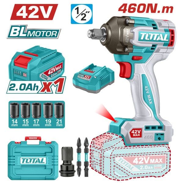  Máy vặn bu lông dùng pin 42V Total TIWLI42461 