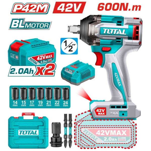  Máy vặn bu lông dùng pin 42V Total TIWLI42602 