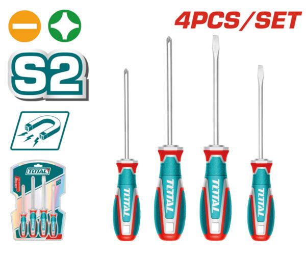  Bộ 4 tua vít đầu dẹp và bake Total TKSDS0426 
