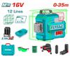 Máy cân mực Laser 12 tia xanh dùng pin 16V Total TLL301201