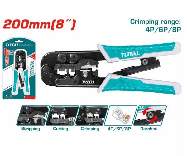  Kìm bấm cos viễn thông 8 inch/200mm Total TMPCN5468R 