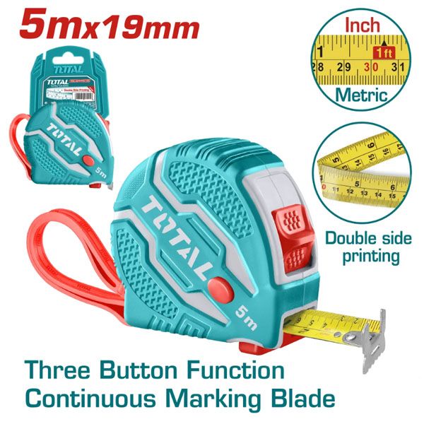  Thước cuộn thép nền vàng 5mx19mm Total TMT126051 