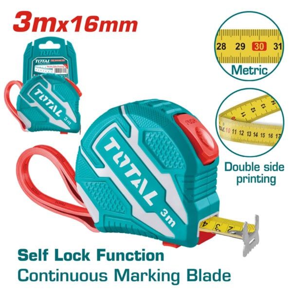  Thước cuộn thép nền vàng 3mx16mm Total TMT126231 