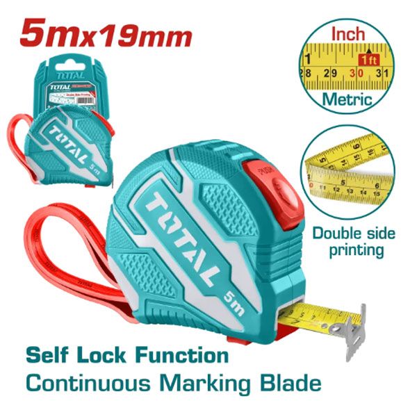  Thước cuộn thép nền vàng 5mx19mm Total TMT126251 
