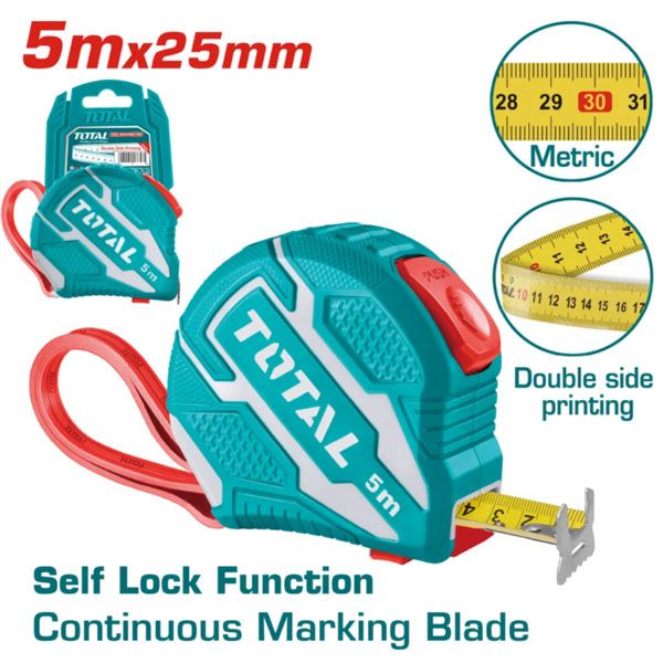  Thước cuộn thép nền vàng 5mx25mm Total TMT126252 