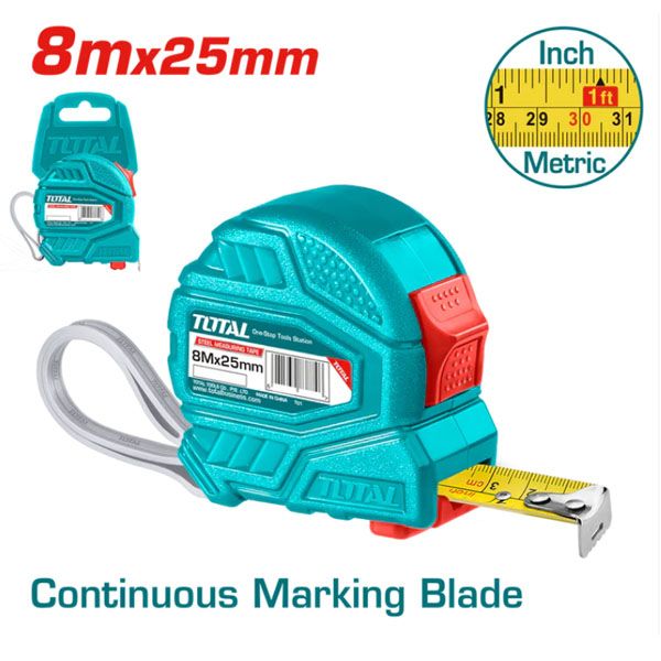  Thước cuộn thép nền vàng 8mx25mm Total TMT126381 