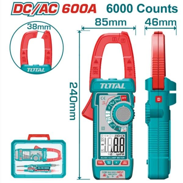  Đồng hồ Ampe kìm DC/AC 600A kỹ thuật số Total TMT766002 