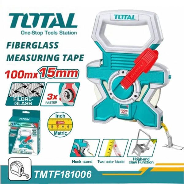  Thước kéo sợi thủy tinh 100mx15mm Total TMTF181006 
