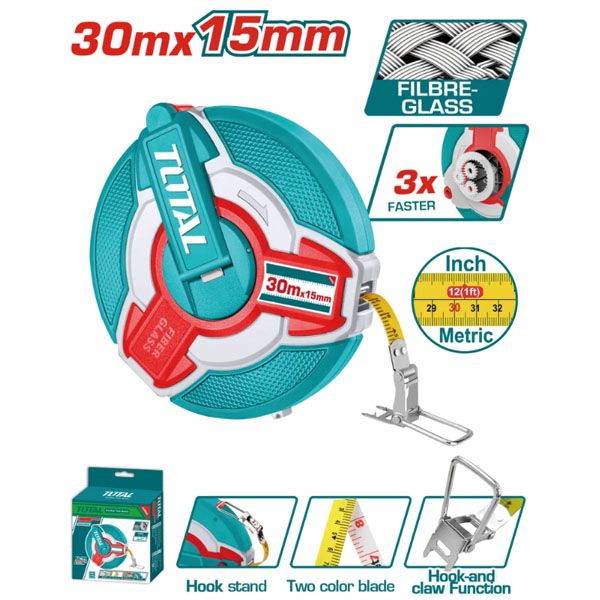  Thước kéo sợi thủy tinh 30mx15mm Total TMTF18306 