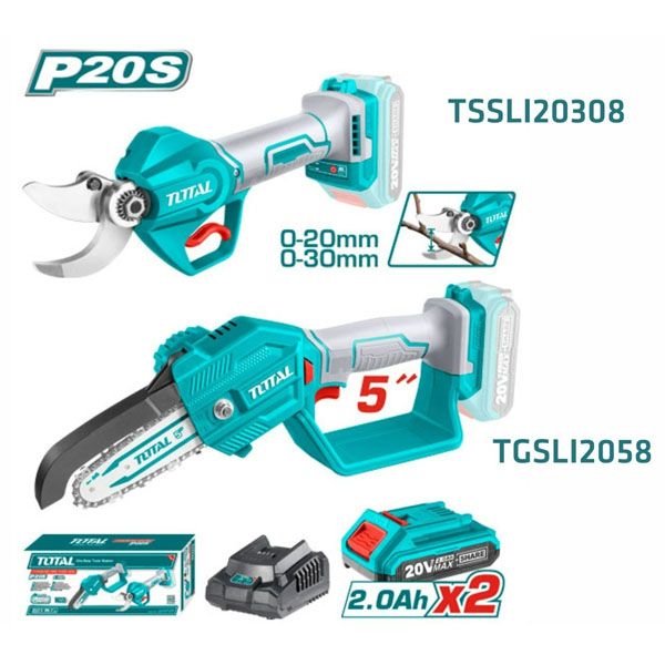  Bộ combo máy cắt cành và cưa xích dùng pin 20V Total TOSLI23012 