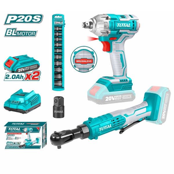  Bộ combo 2 máy vặn bu lông dùng pin 20V Total TOSLI23043 