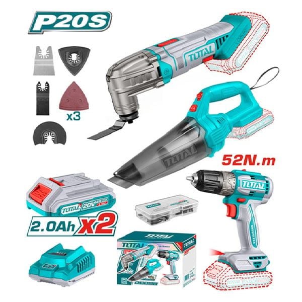  Bộ combo máy cắt đa năng, máy khoan và máy hút bụi dùng pin 20V Total TOSLI240685 