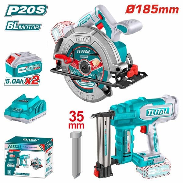  Bộ combo 2 máy dùng pin 20V máy bắn đinh và máy cưa đĩa Total TOSLI240866 