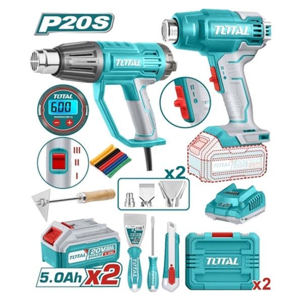  Bộ combo 2 máy khò hơi nóng dùng pin 20V Total TOSLI250801 