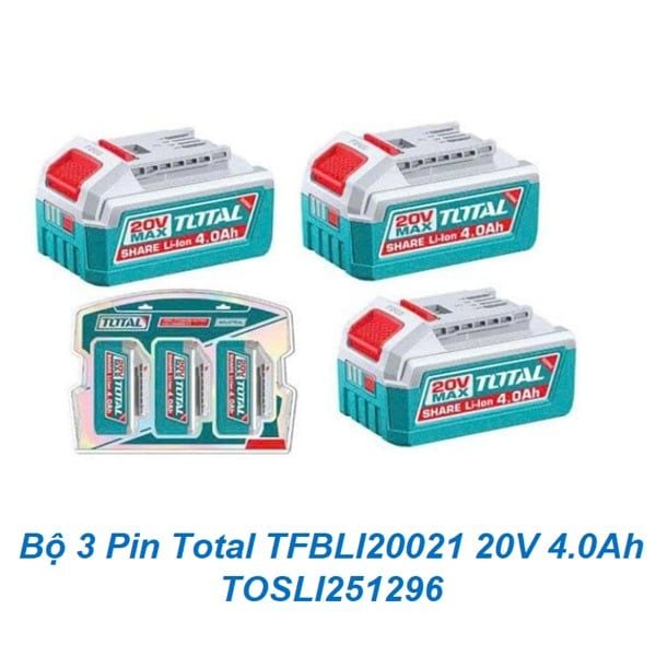  Bộ 3 Pin Total TFBLI20021 20V 4.0Ah TOSLI251296 