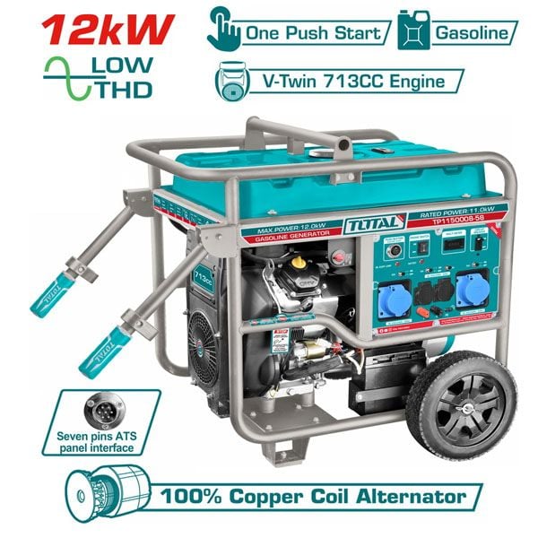  Máy phát điện dùng xăng biến tần 12KW Total TP1150008 