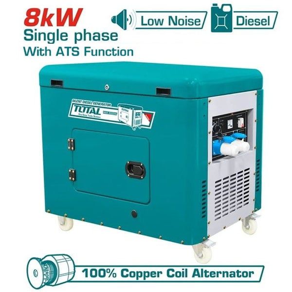  Máy Phát Điện Total TP280001-1 8.0kW Chạy Dầu Diesel Cách Âm có ATS 
