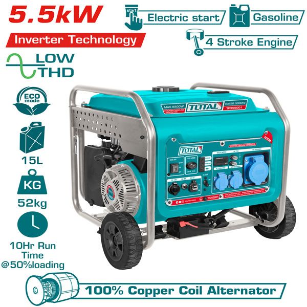  Máy phát điện dùng xăng biến tần 5.5KW Total TP355001 