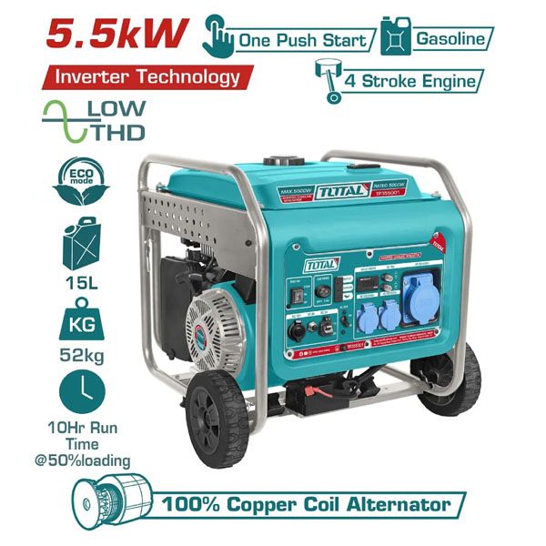  Máy phát điện dùng xăng biến tần 5.5KW Total TP365006 