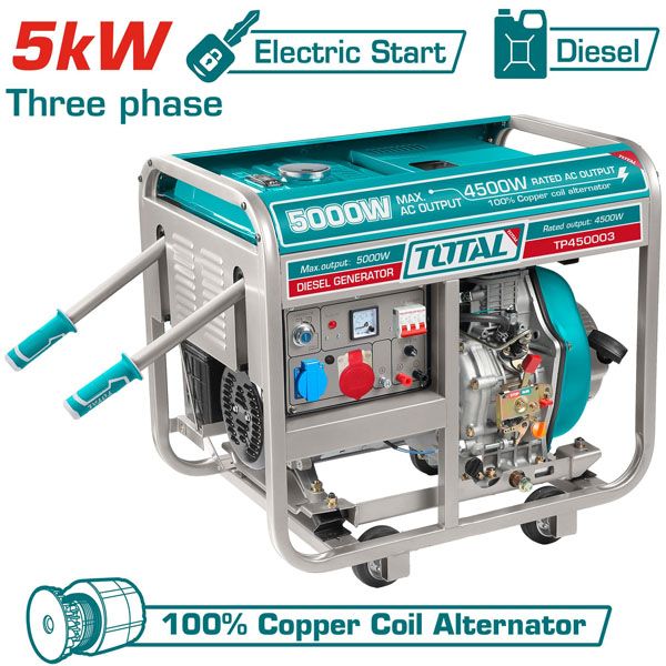  Máy Phát Điện Total TP450003 5.0kW Chạy Dầu Diesel 3 Pha 