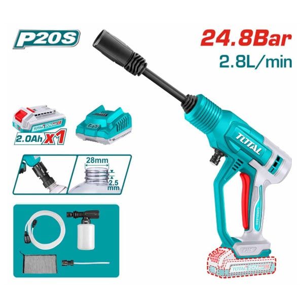  Máy xịt rửa cao áp dùng pin 20V-24.8Bar Total TPWLI20362 