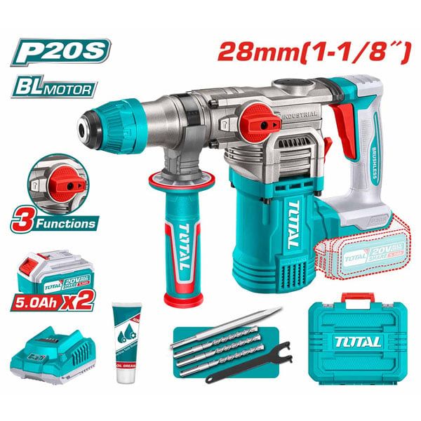  Máy khoan đục bê tông dùng pin 20V-28mm Total TRHLI202885 