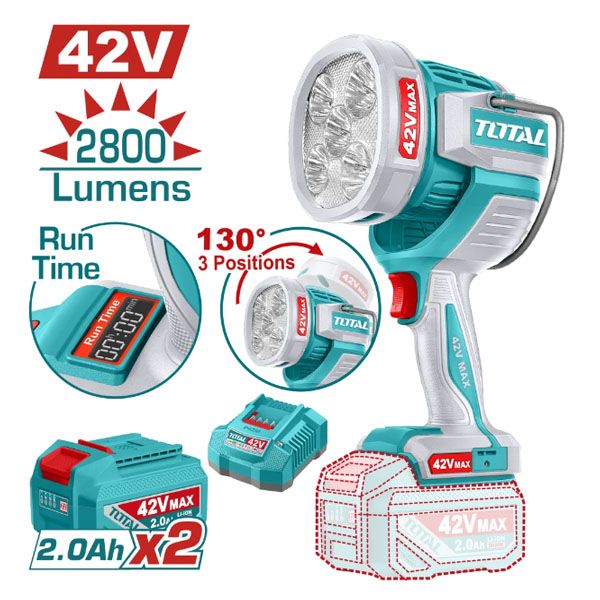  Đèn làm việc dùng pin 42V-50W Total TWLI42896 