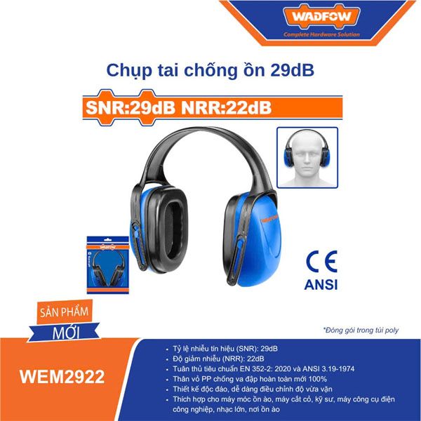  Chụp tai chống ồn 29dB WADFOW WEM2922 