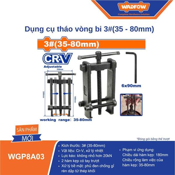  Dụng cụ tháo vòng bi 3#(35- 80mm) WADFOW WGP8A03 