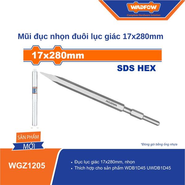  Mũi đục nhọn đuôi lục giác 17x280mm WADFOW WGZ1205 