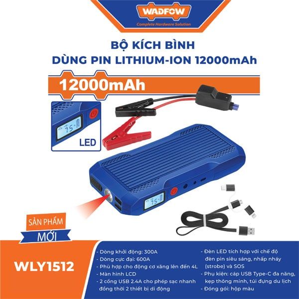  Bộ kích bình dùng pin Lithium-ion 12000mAh WADFOW WLY1512 