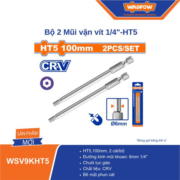  Bộ 2 mũi vặn vít 1/4inch-HT5 WADFOW WSV9KHT5 