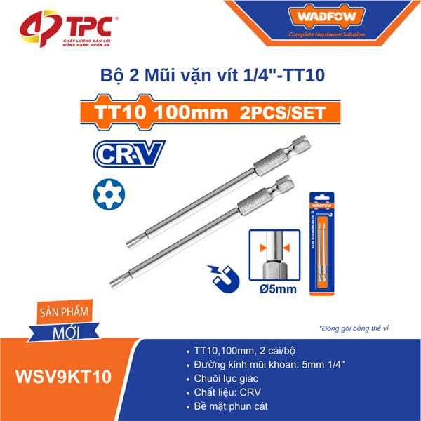  Bộ 2 mũi vặn vít 1/4inch-TT10 WADFOW WSV9KT10 