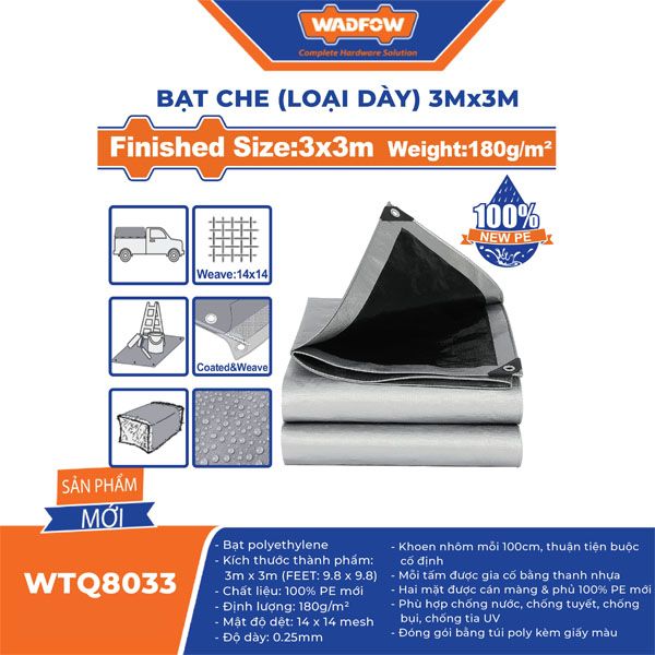  Bạt dày 3x3m WADFOW WTQ8033 