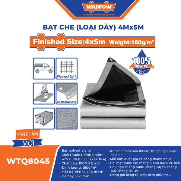  Bạt dày 4x5m WADFOW WTQ8045 
