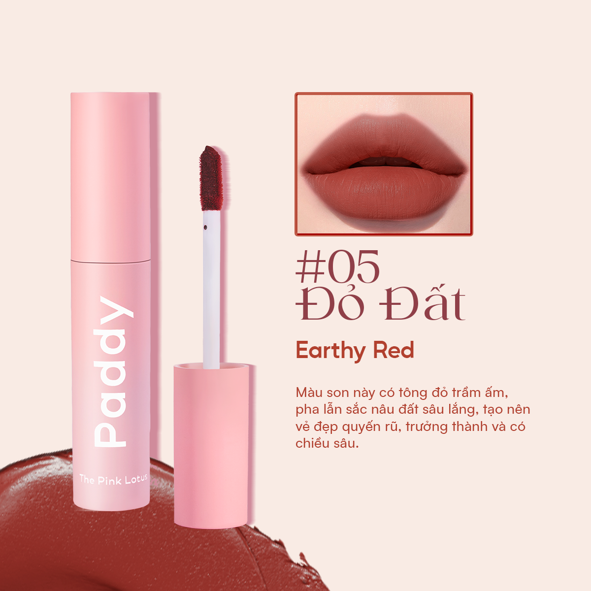 Son Thuần Chay Paddy The Pink Lotus Lips – Chiết Xuất Hoa Sen, Mềm Mịn Không Khô Môi 3g SKVEG