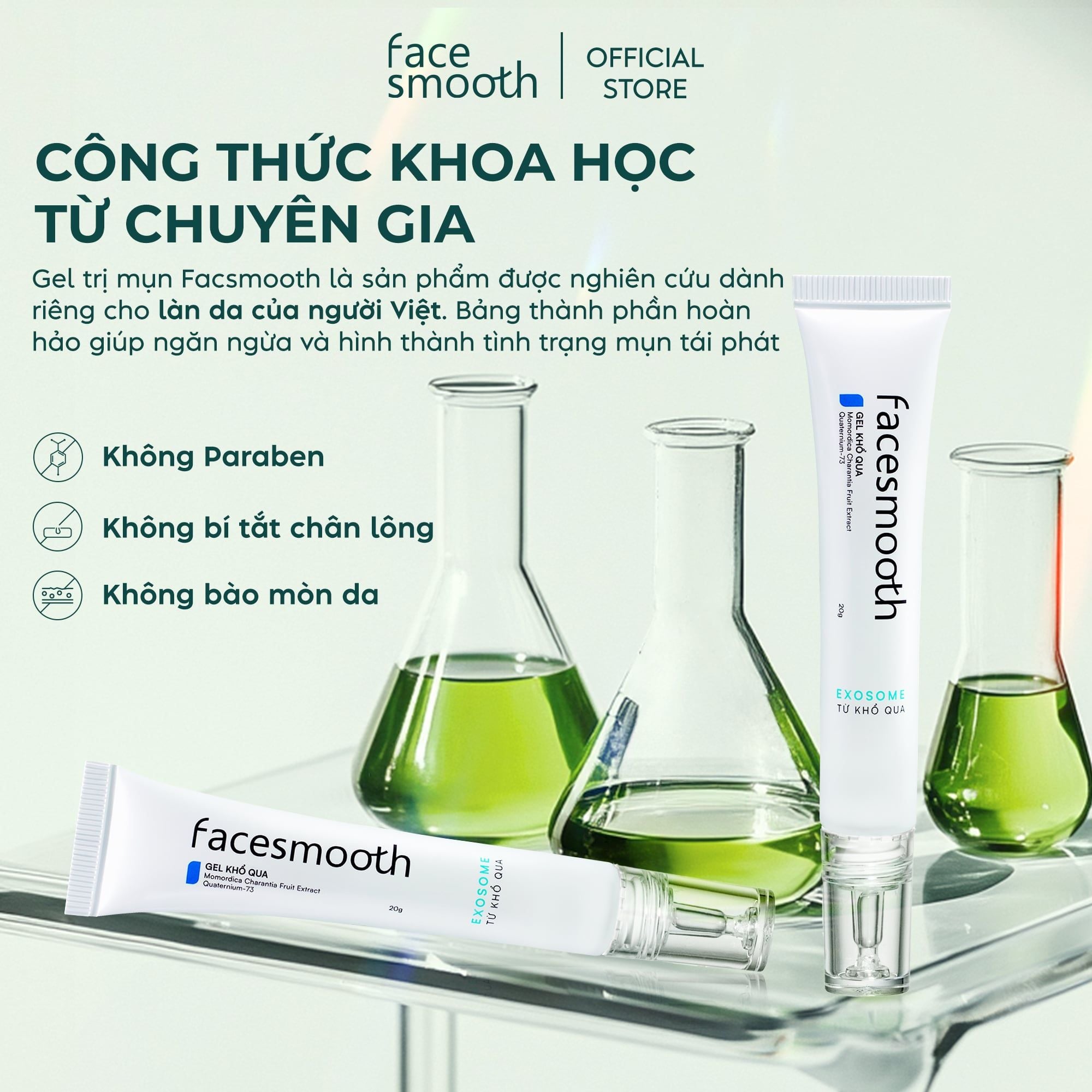 Gel Mụn Khổ Qua Facesmooth - Kháng Viêm, Giảm Sưng & Phục Hồi Da Mụn Công Nghệ Exosome
