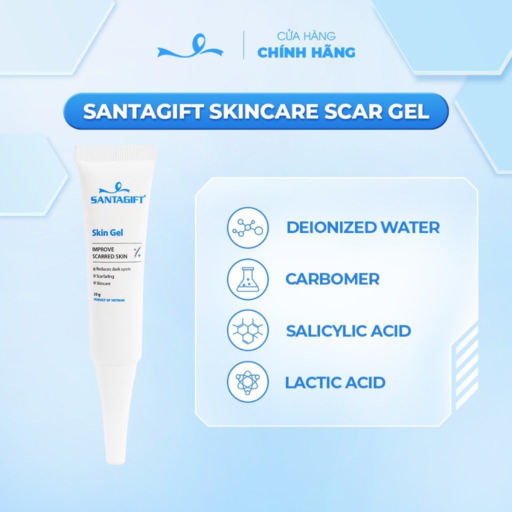 Gel hỗ trợ giảm thâm và sẹo mụn Gamma SANTAGIFT 20g Skingel, Làm Đẹp Da - 1SGL