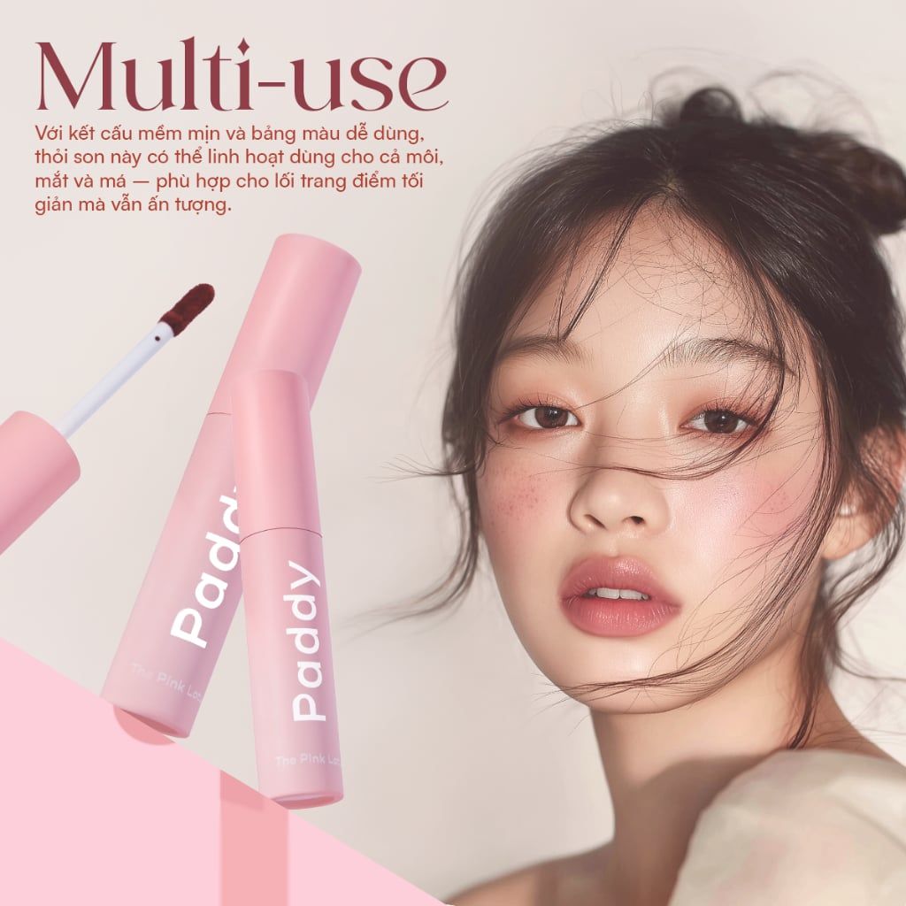 Combo 2 Son Thuần Chay Paddy The Pink Lotus Lips – Chiết Xuất Hoa Sen, Mềm Mịn Không Khô Môi 3g - 2SKVEG