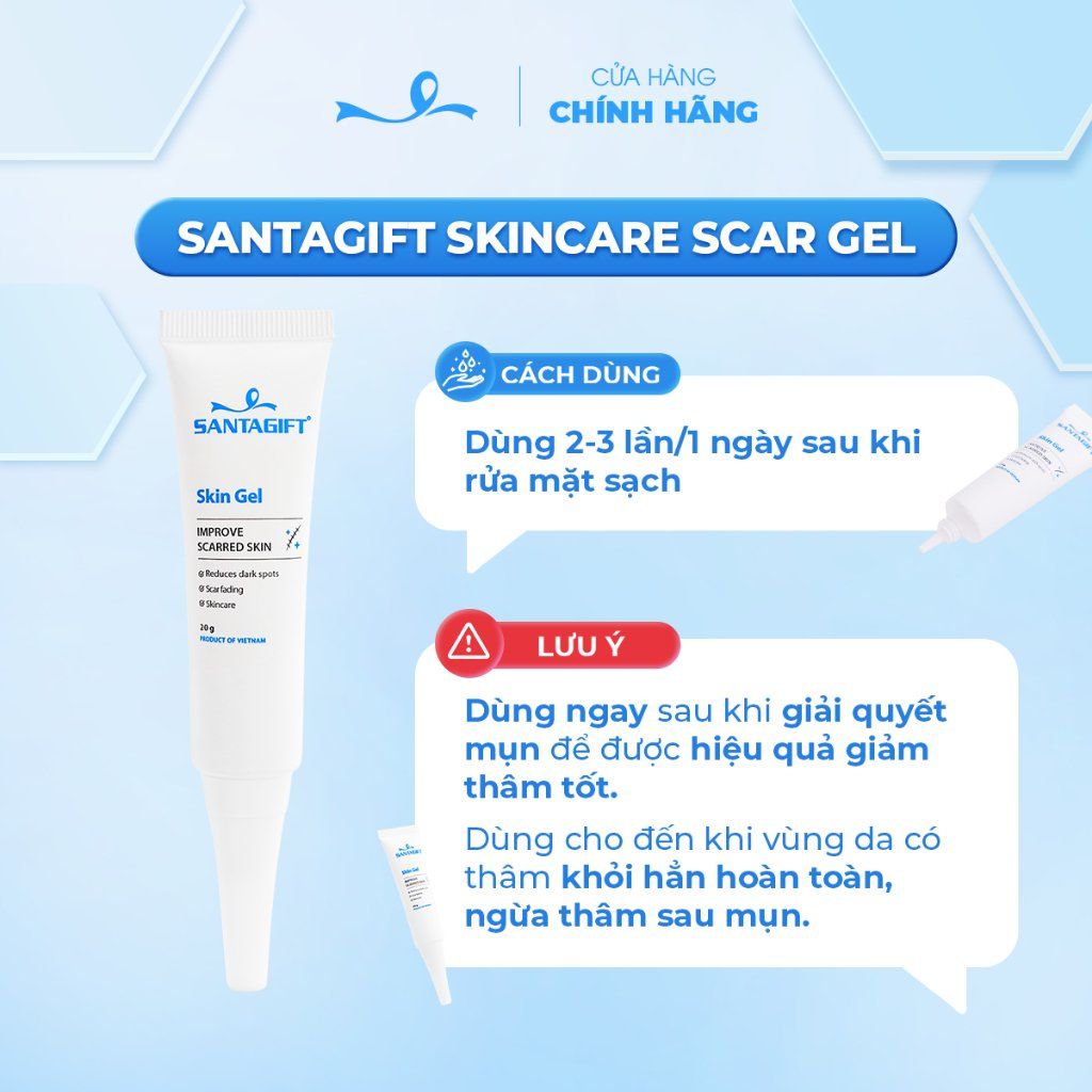 Gel hỗ trợ giảm thâm và sẹo mụn Gamma SANTAGIFT 20g Skingel, Làm Đẹp Da - 1SGL