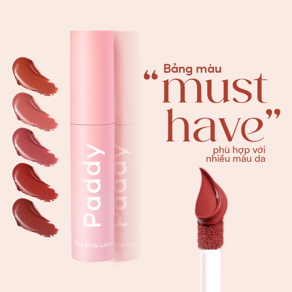 Son Thuần Chay Paddy The Pink Lotus Lips – Chiết Xuất Hoa Sen, Mềm Mịn Không Khô Môi 3g SKVEG