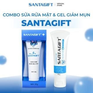  Combo Sữa Rửa Mặt và Gel giảm mụn và thâm Gamma SANTAGIFT 80g và 20g Skincare - 1SRM 1GGM 