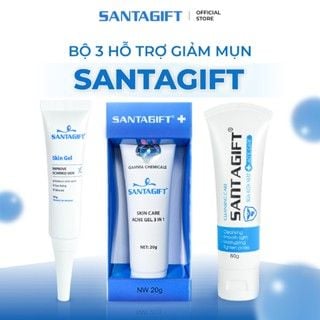  Combo 3 Sản Phẩm Trị Mụn SANTAGIFT dưỡng ẩm, làm sáng da, thông thoáng lỗ chân lông - 1SRM 1GGM 1SGL 
