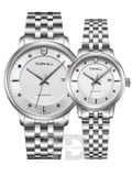  ĐỒNG HỒ TOPHILL TA032G.S1238 + TA032L.S1238 Nam+Nữ dây thép 316L máy Automatic kính Sapphire 5ATM 