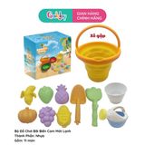 Bộ Đồ Chơi Bãi Biển Tai Gấu Hồng (6 món - Xô gấp) - 0782 (S206-C)