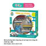 Bộ 6 phương tiện máy bay và xe buýt mini chạy đà