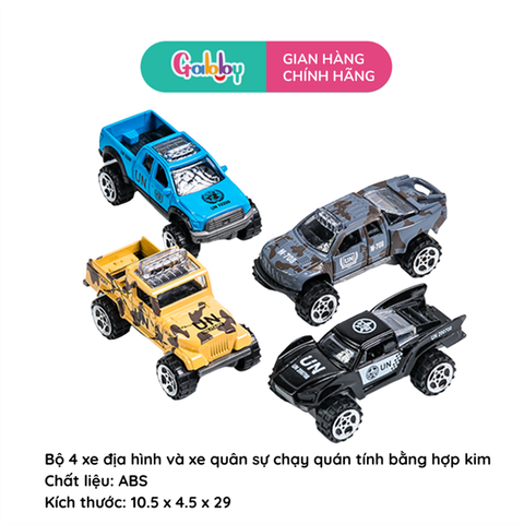 Bộ 4 xe địa hình và xe quân sự chạy quán tính bằng hợp kim