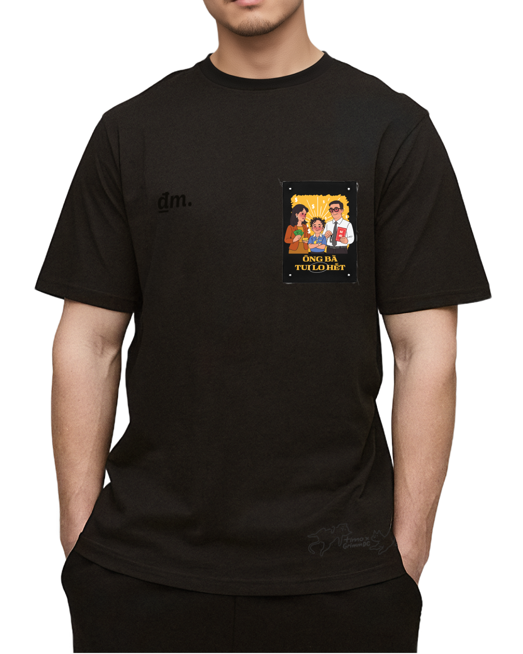  Combo Áo thun đen unisex và tranh vải gắn áo | Chủ đề Giàu bằng niềm tin 